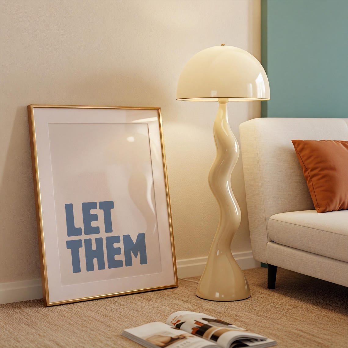 Let Them Trendy Art Wall Minimalist Typography Poster Pastel Blue Print Positive Affirmation Dorm Decor