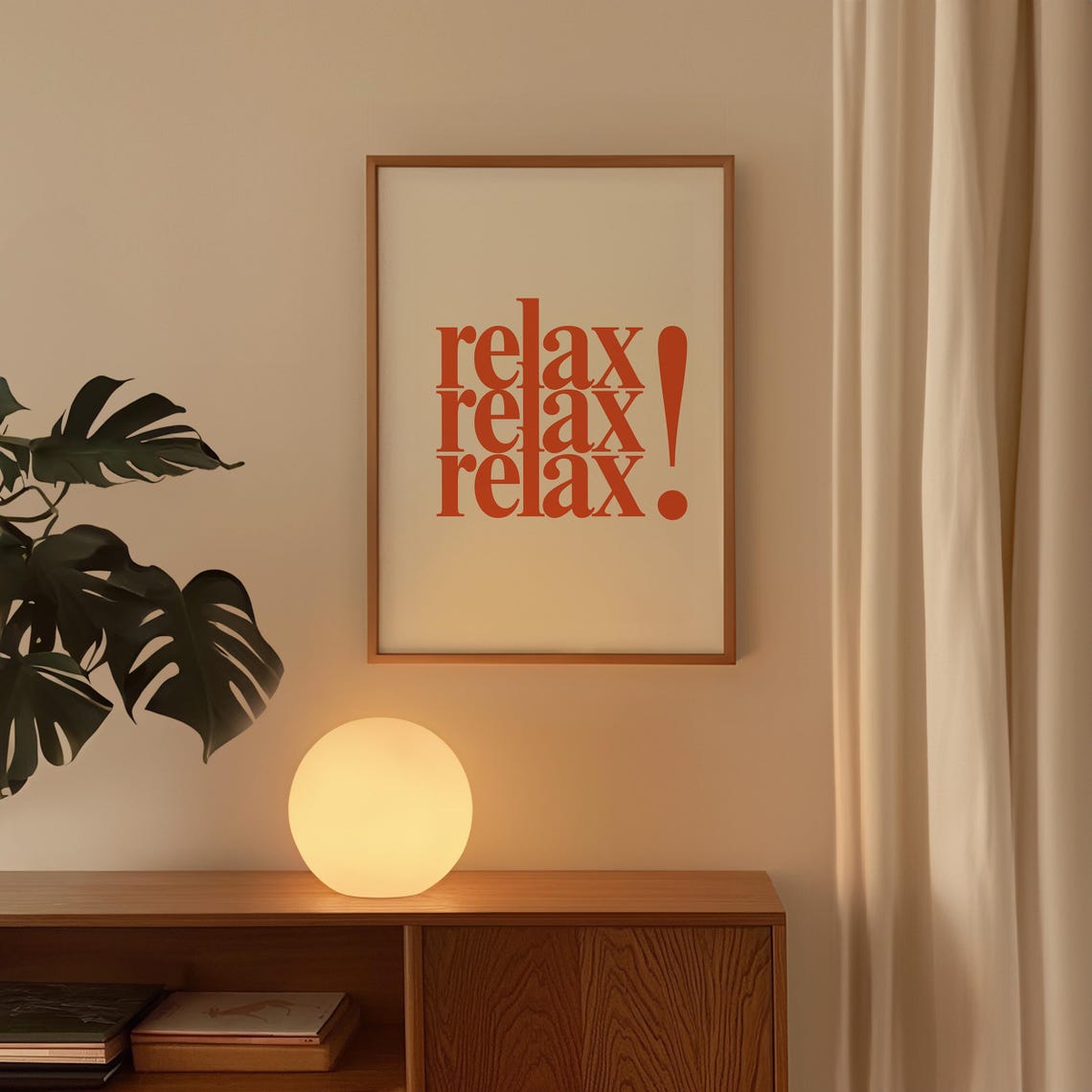 Relax Repeat Orange Retro Typography Minimalist Dorm Wall Poster