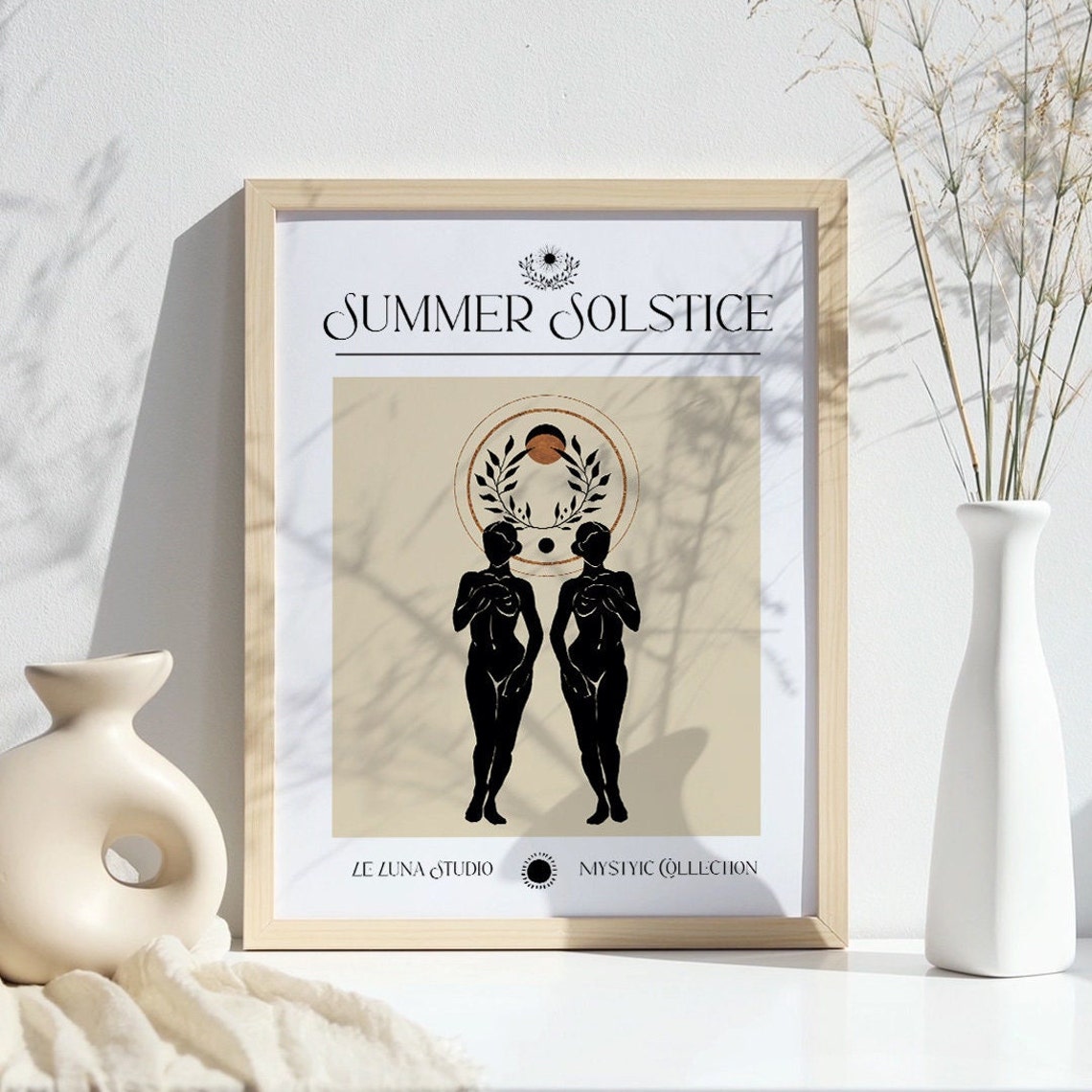 Summer Solstice Mystic Twin Goddess Sun Ritual Art Chic Poster