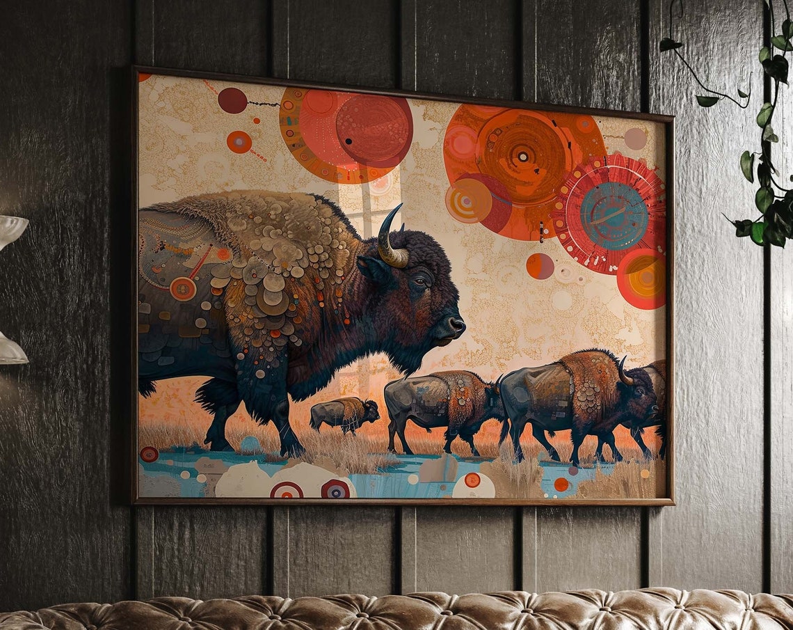 Wild Buffalo Art Print Metis Inspired Bison Landscape