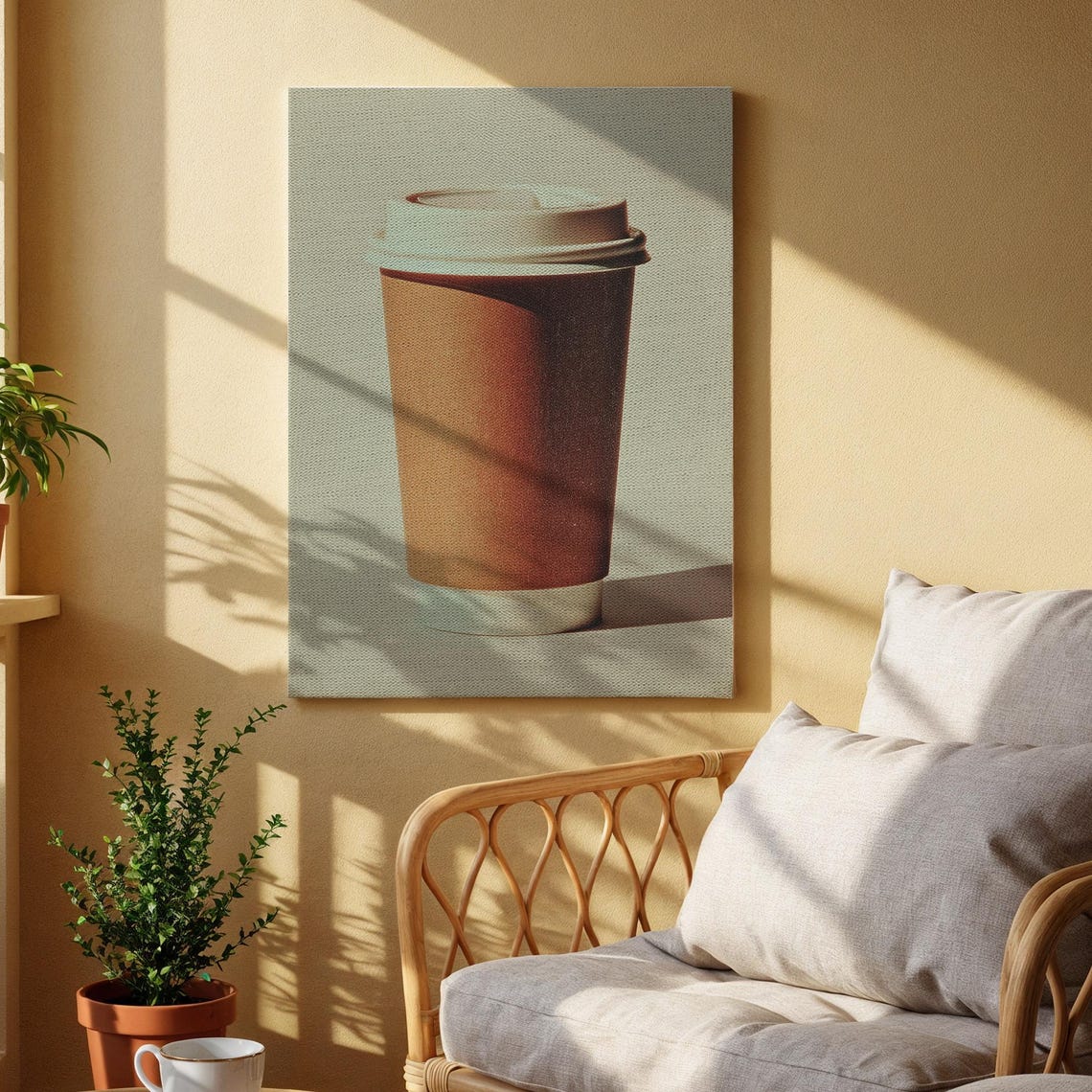 Minimalist Coffee Cup Canvas Art Simple Modern Design Subtle For Kitchen Or Office Wall Decor And Home
