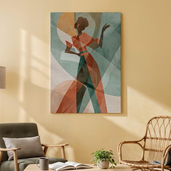 Abstract Woman Canvas Wall Art Modern Geometric Silhouette Print Minimal Contemporary Stylish Living Room Or Bedroom Decoration