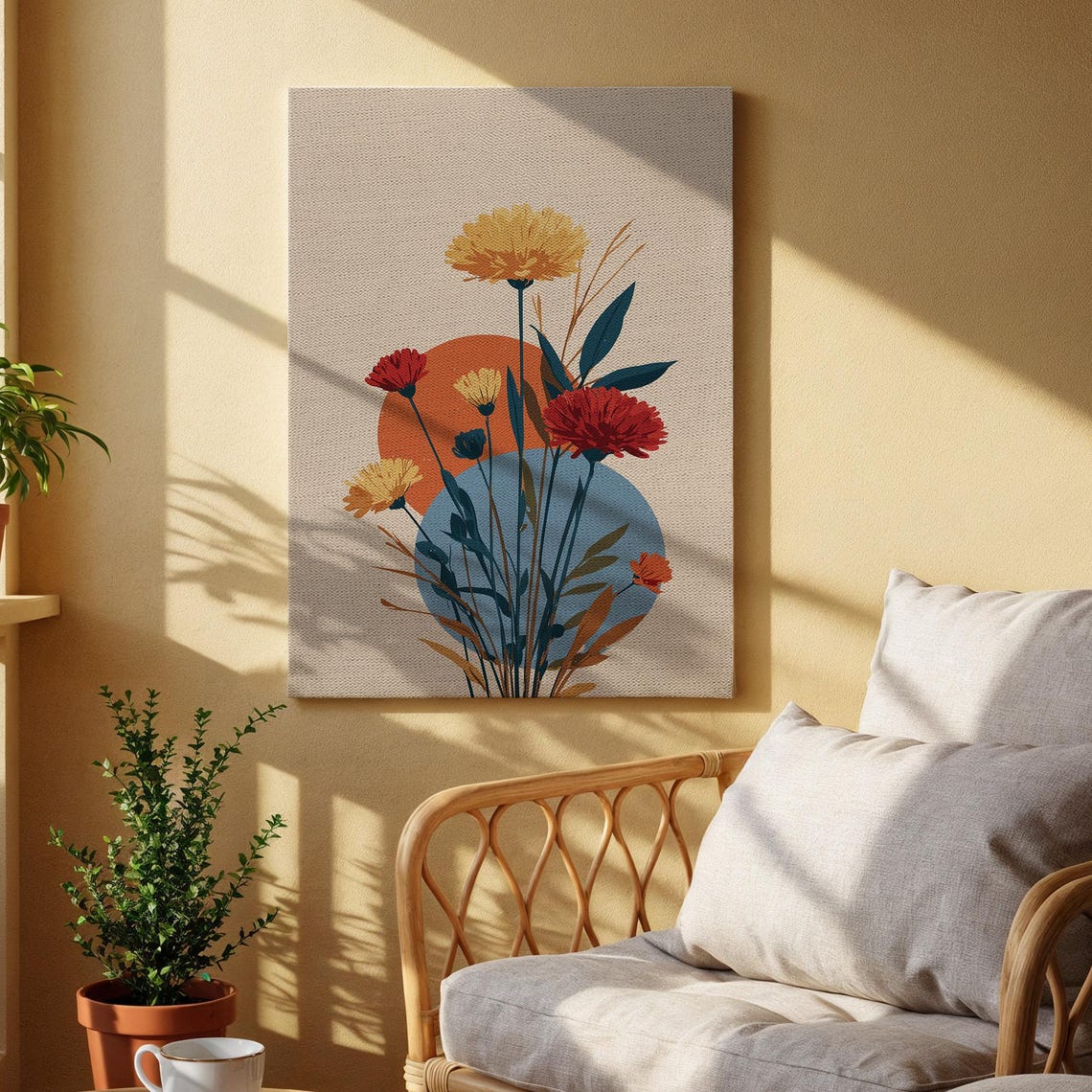 Wildflower Bouquet Sun Moon Boho Botanical Colorful Art Poster