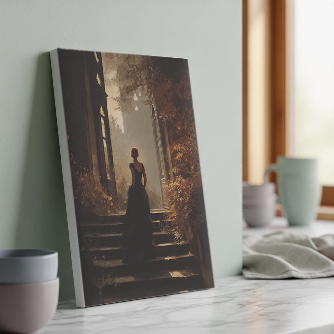 Paint By Numbers Kit Gothic Woman In Shadows Elegant Lady Canvas Diy Art Gift For Adults Rollup Painting Stretched Wall Decor