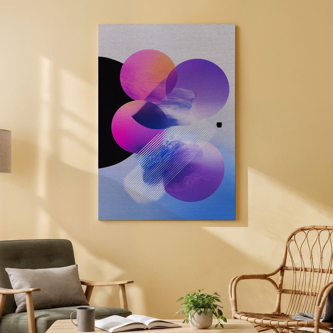 Purple Pink Gradient Circles Geometric Modern Abstract Art Poster