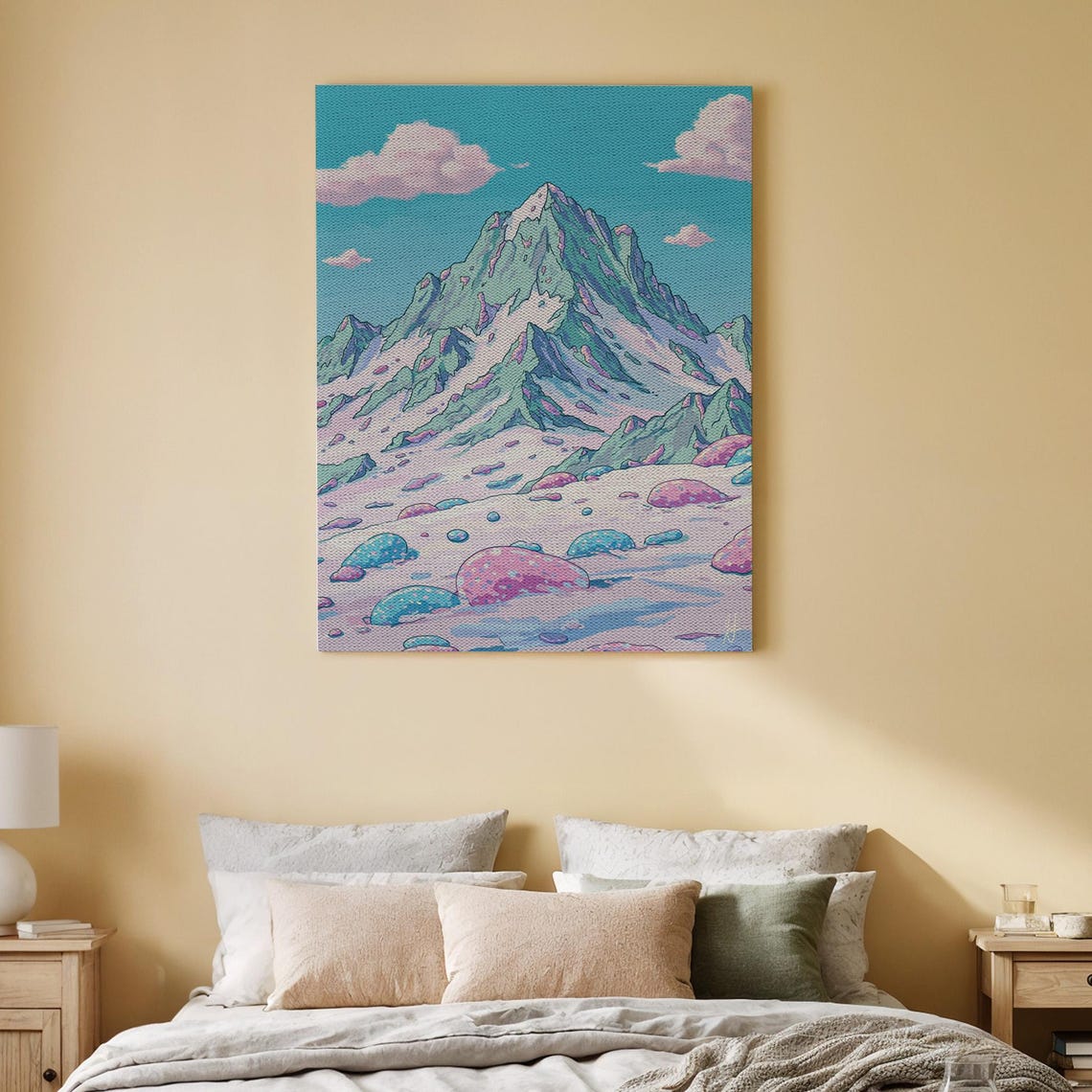 Dreamy Pastel Snowy Mountain Fantasy Landscape Painted Art Poster