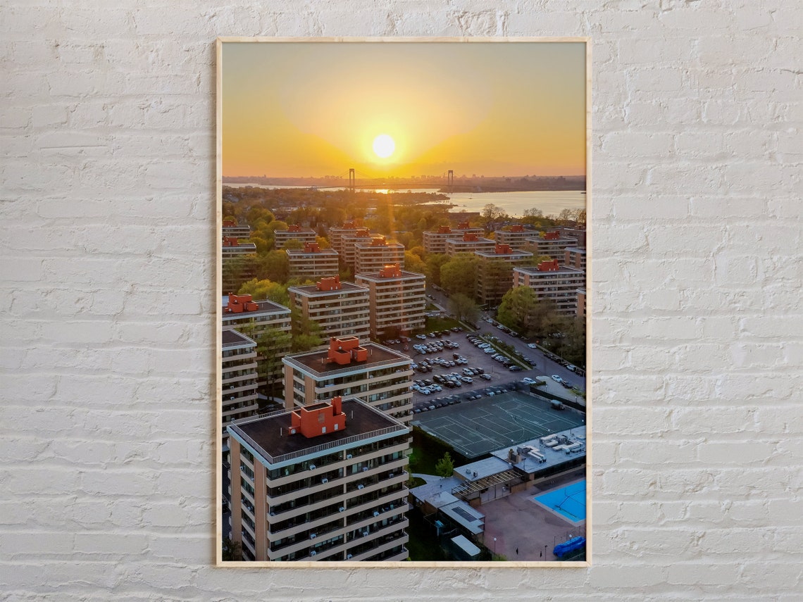 Queens New York Sunset Cityscape Rooftop Skyline Photo Poster
