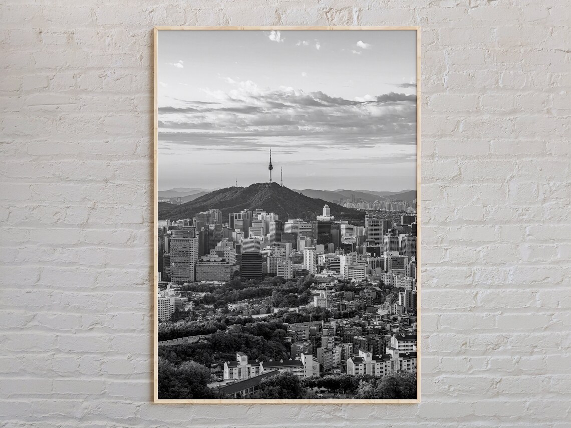 Seoul Black And White Photo Decor Poster