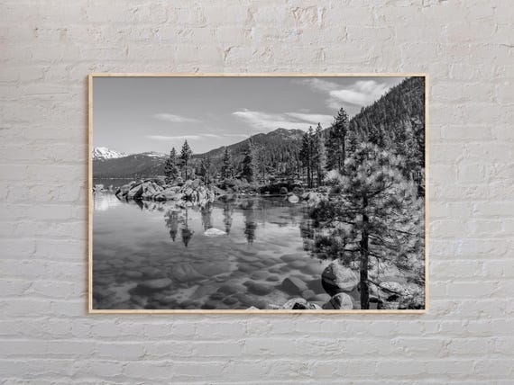 Black And White Lake Tahoe Print Wall Art Poster Photo Decor