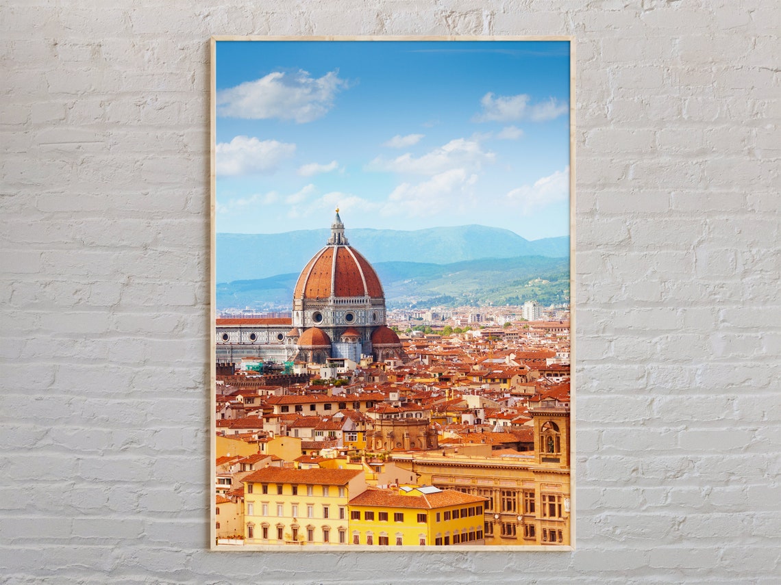 Florence Italy Duomo Cathedral over Bright Tuscan Rooftops Poster