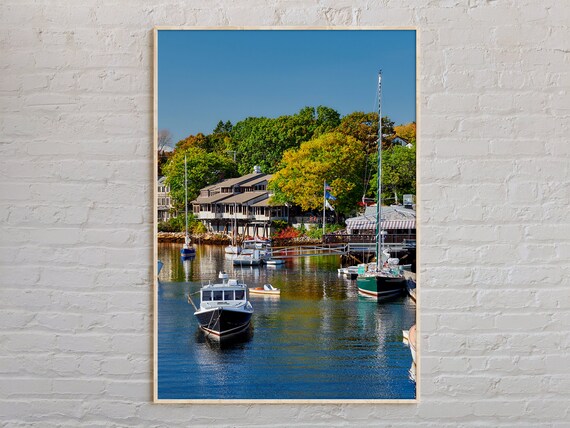 Ogunquit Maine Harbor Autumn Boats and Waterfront Photo Poster