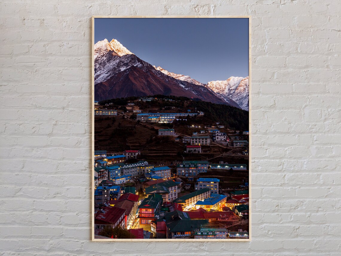 Namche Bazaar Nepal Village Sunset Himalaya Real Photo Poster