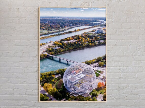 Montreal Biosphere Dome Aerial View in Autumn Colors Canada Poster