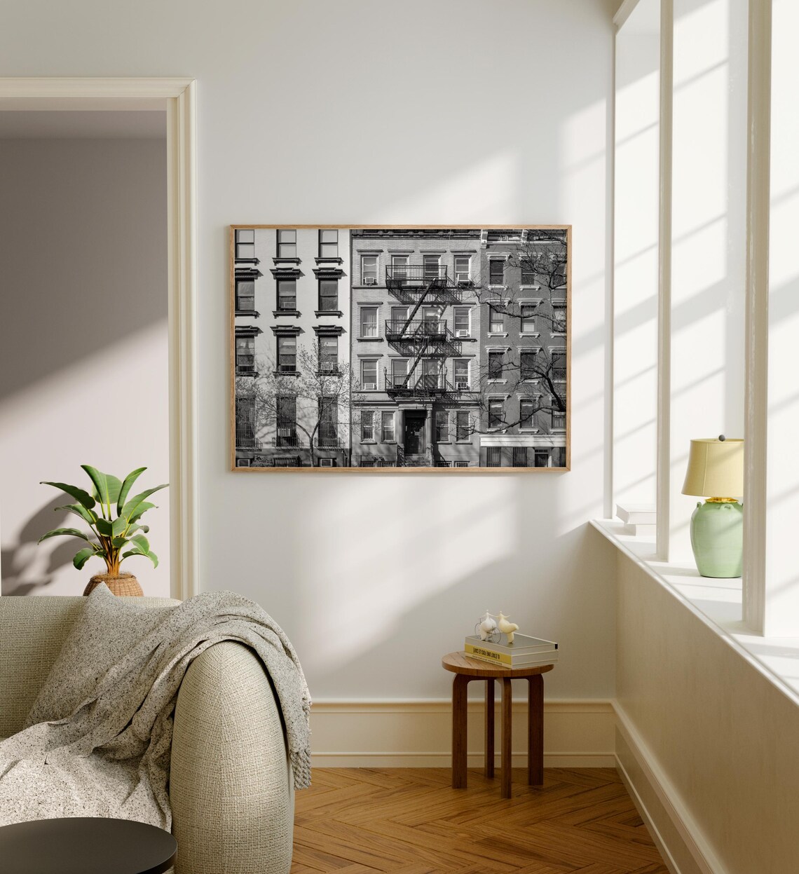 East Village Tenement Buildings Fire Escape Black and White Poster - Image 5