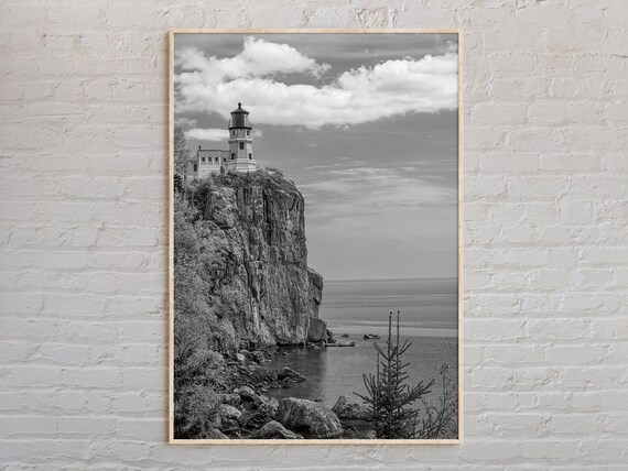 Split Rock Lighthouse Above Lake Superior Cliff Photography Poster