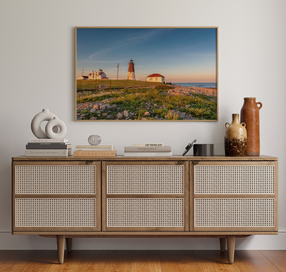Narragansett Rhode Island Point Judith Lighthouse Sunset Shore Poster - Image 4