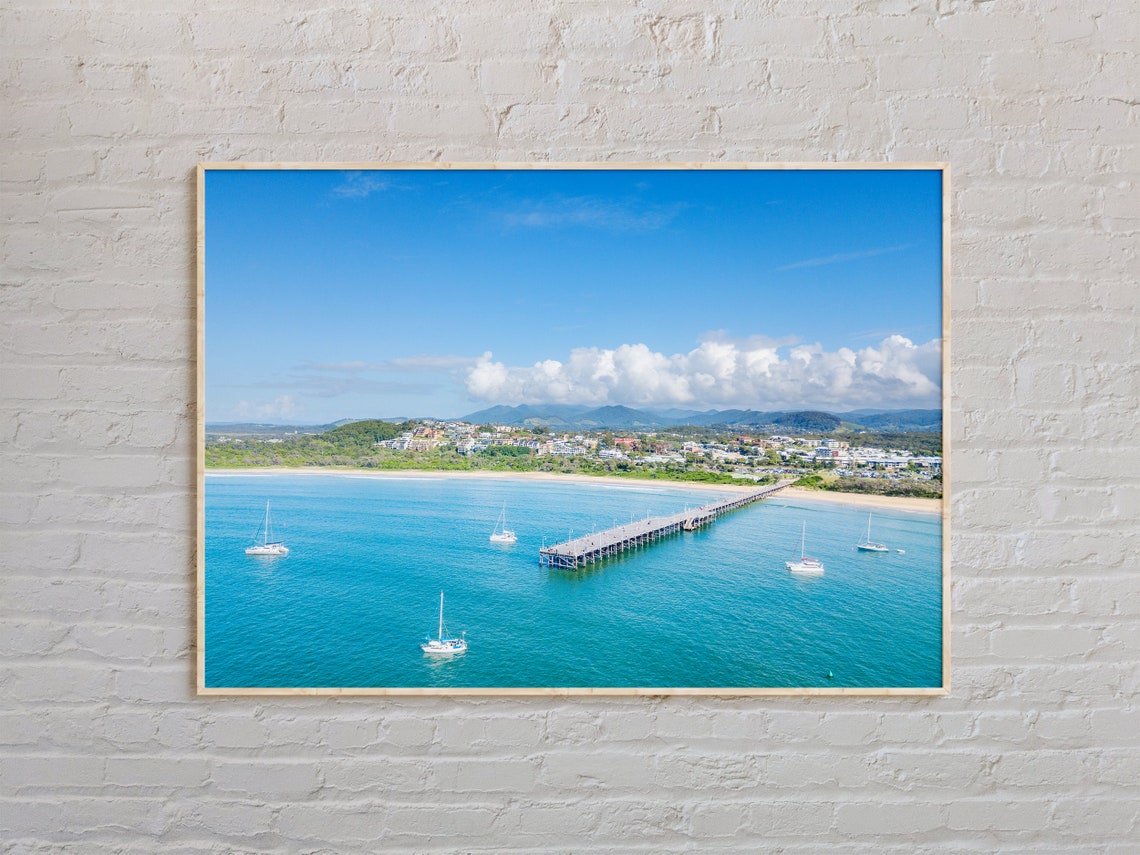 Coffs Harbour Australia Jetty Aerial Turquoise Sea Landscape Poster