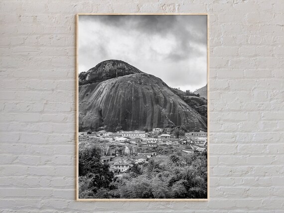 Zuma Rock Nigeria Black And White Monolith Photo Poster Africa