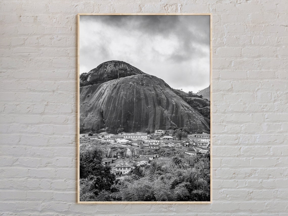 Zuma Rock Nigeria Black And White Monolith Photo Poster Africa