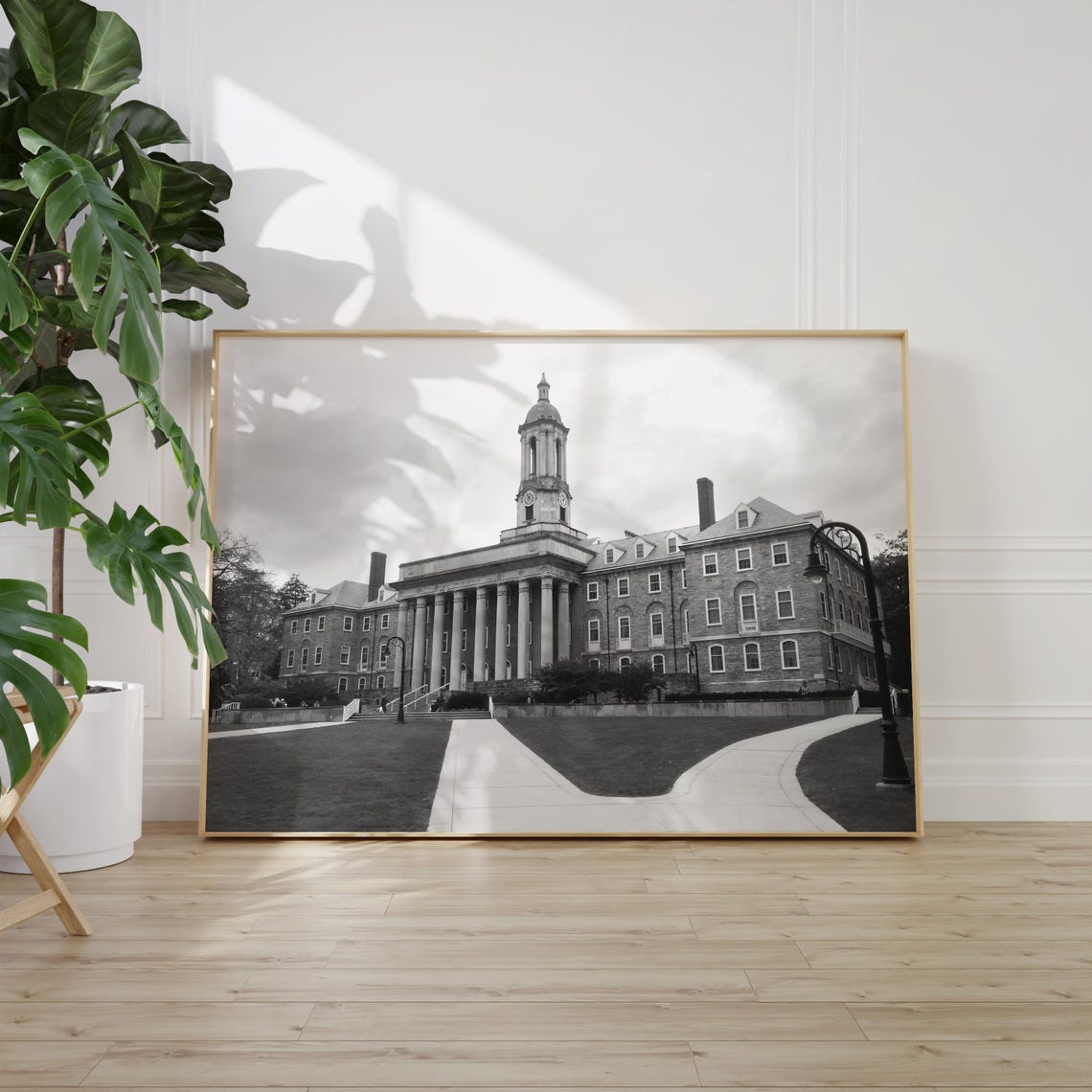 Penn State Old Main State College Black White Campus Landscape Poster - Image 2