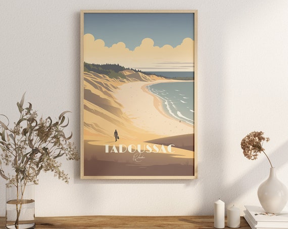 Print Tadoussac Coastal Poster Wall Decor Whale Sand Art Dune Canada Watching Hiking Saint Laurent River