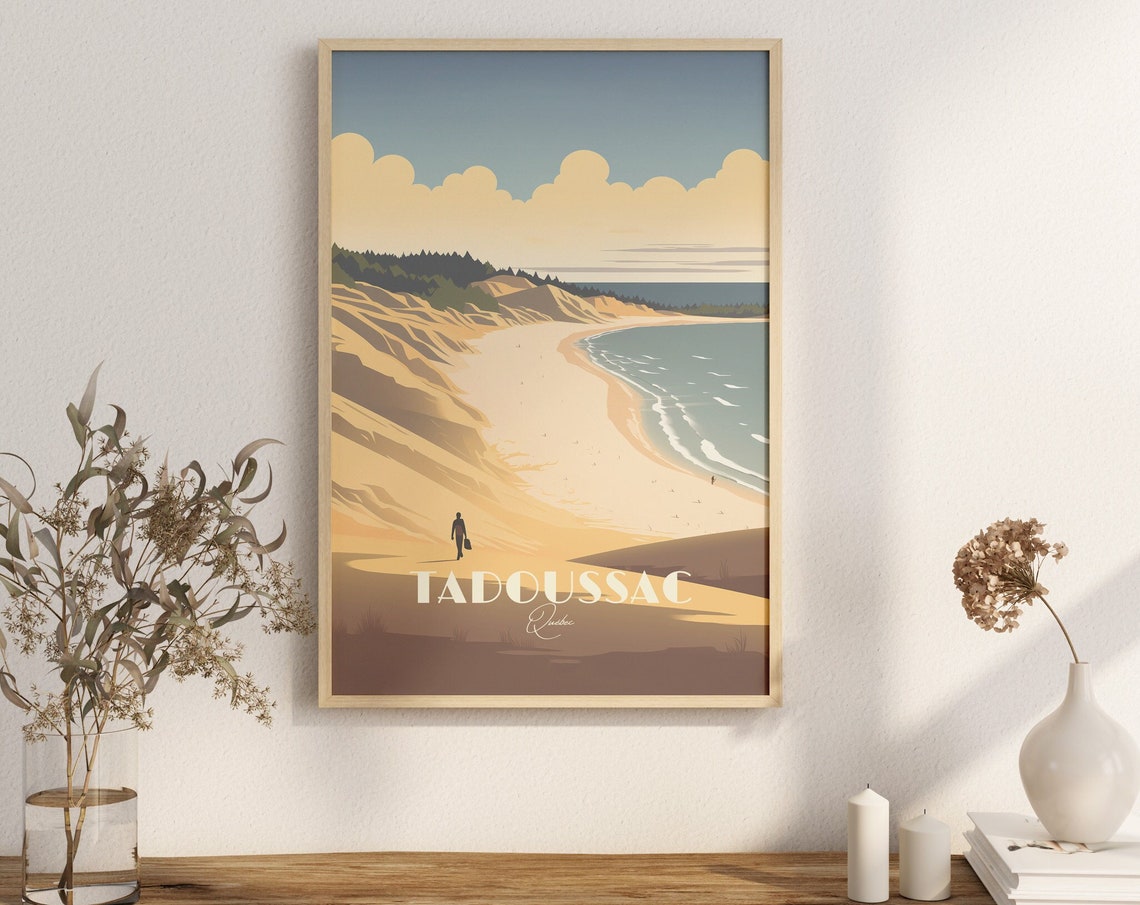 Tadoussac Quebec Coastal Dunes Sandy Beach Scenic Travel Poster
