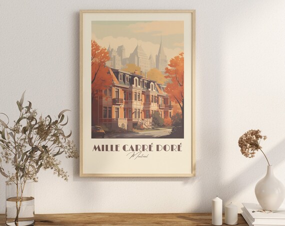 Print Mille Carr Dor Montreal Poster Downtown Historic Golden Square Mile Wall Decor Architecture Art Canada Vintage