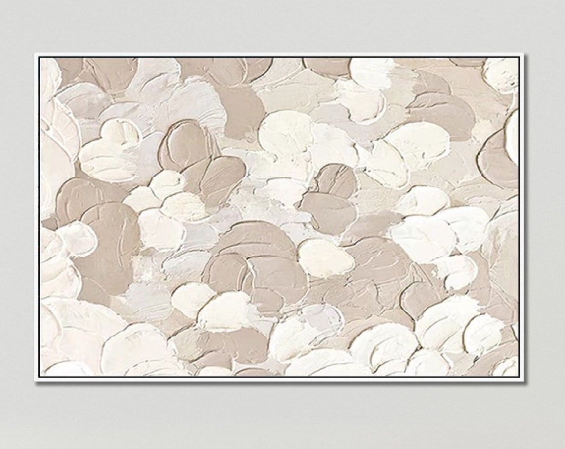 Original Beige White Abstract Painting Beige White 3d Textured Wall Art Beige White Minimalist Art Abstract Painting Beige White 3d Wall Art - Image 4