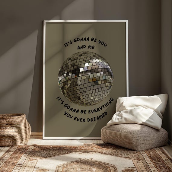 You And Me Silver Gray Disco Ball Wall Print Ibiza Colourful Funny Cute Birthday Christmas Gift Unique Leopard Cocktail