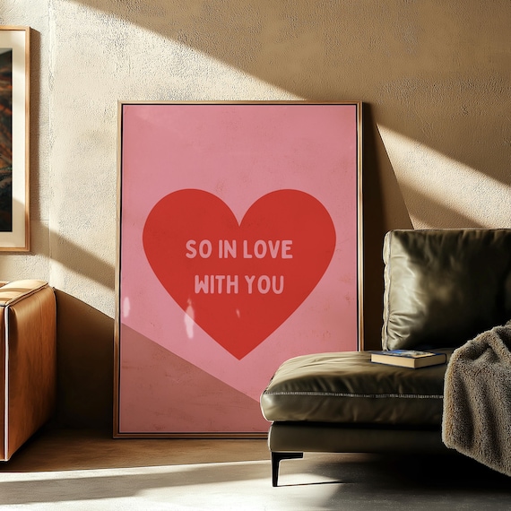 So In Love With You Red Heart Pink Retro Typography Love Poster