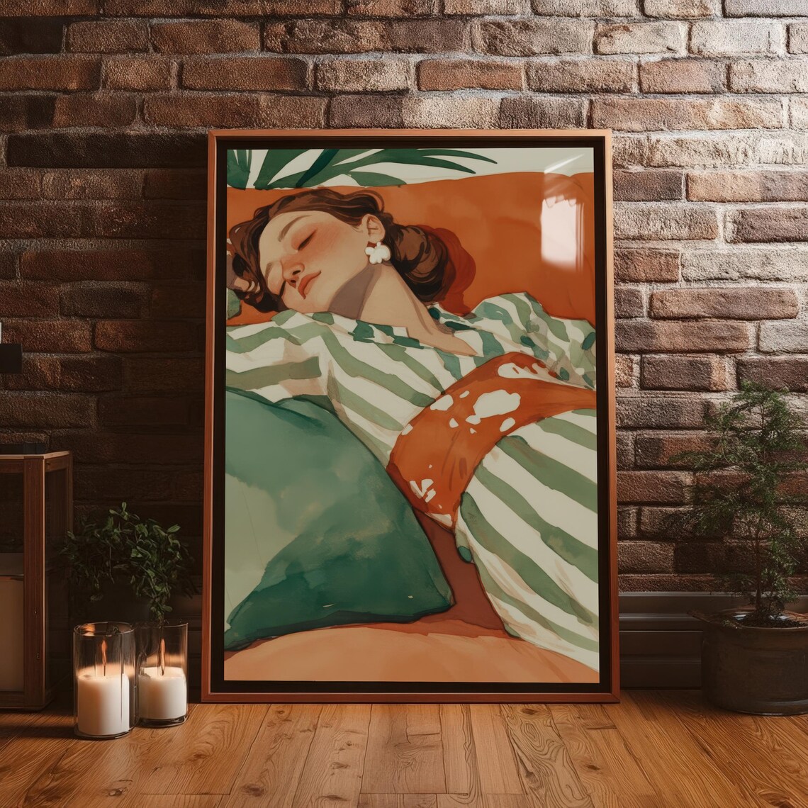 Serene Sleeping Woman Illustration, Modern Minimalist - Image 3