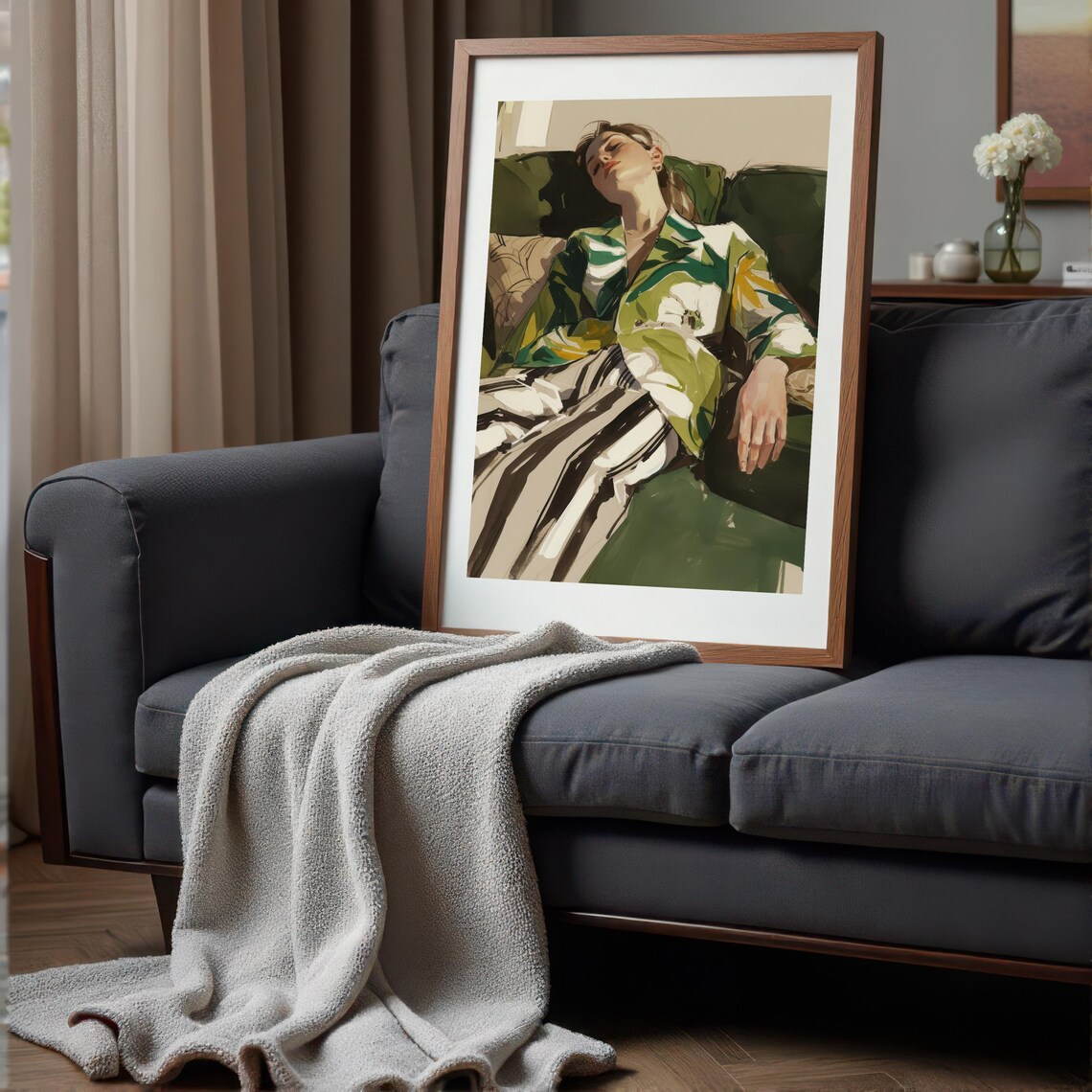 Cozy Relaxation Woman on Couch Illustration - Image 2