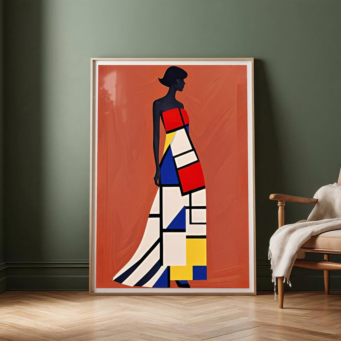 Color Block Dress Silhouette, Modern Geometric Art Print