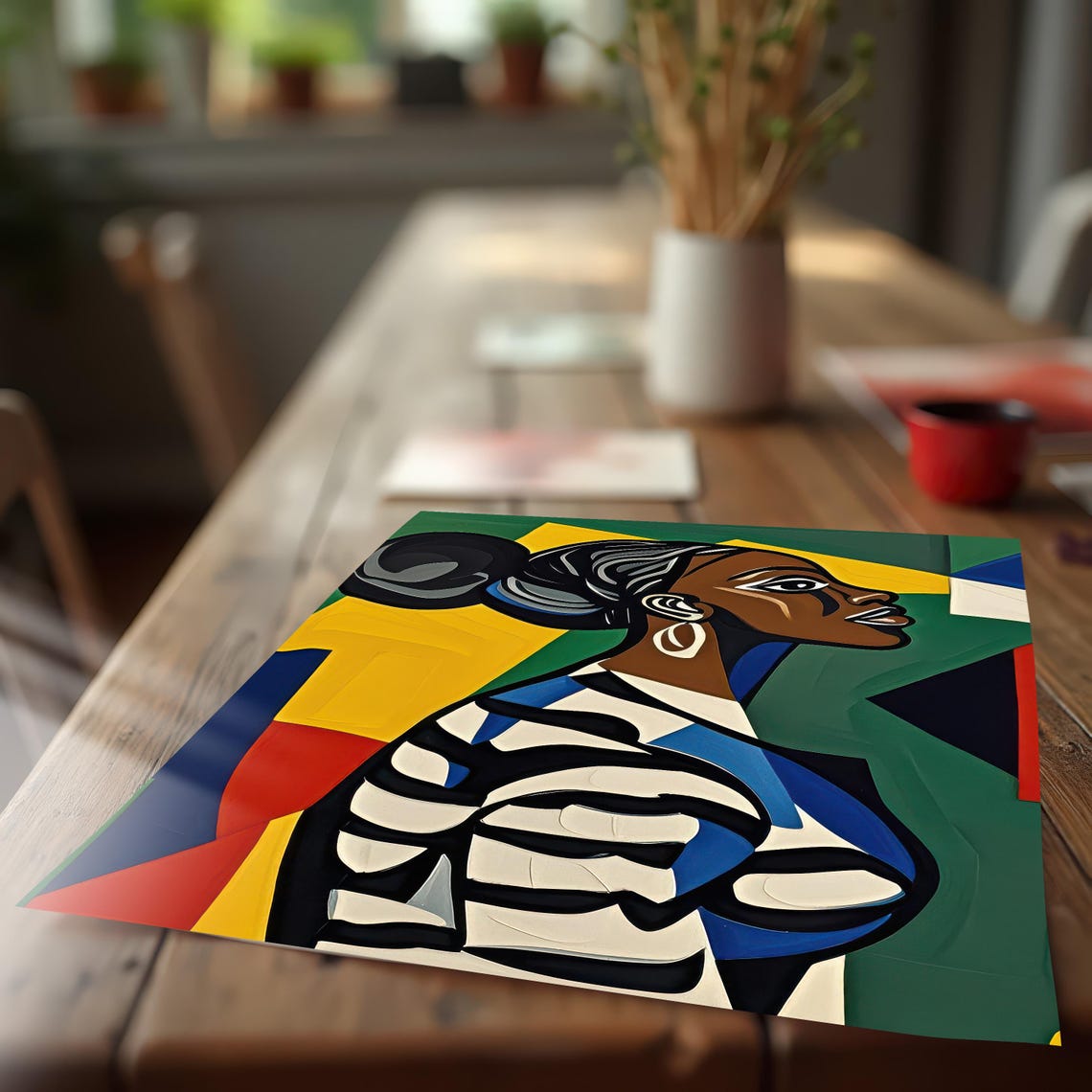 Female Figure Abstract Geometric Portrait Art Print - Image 3