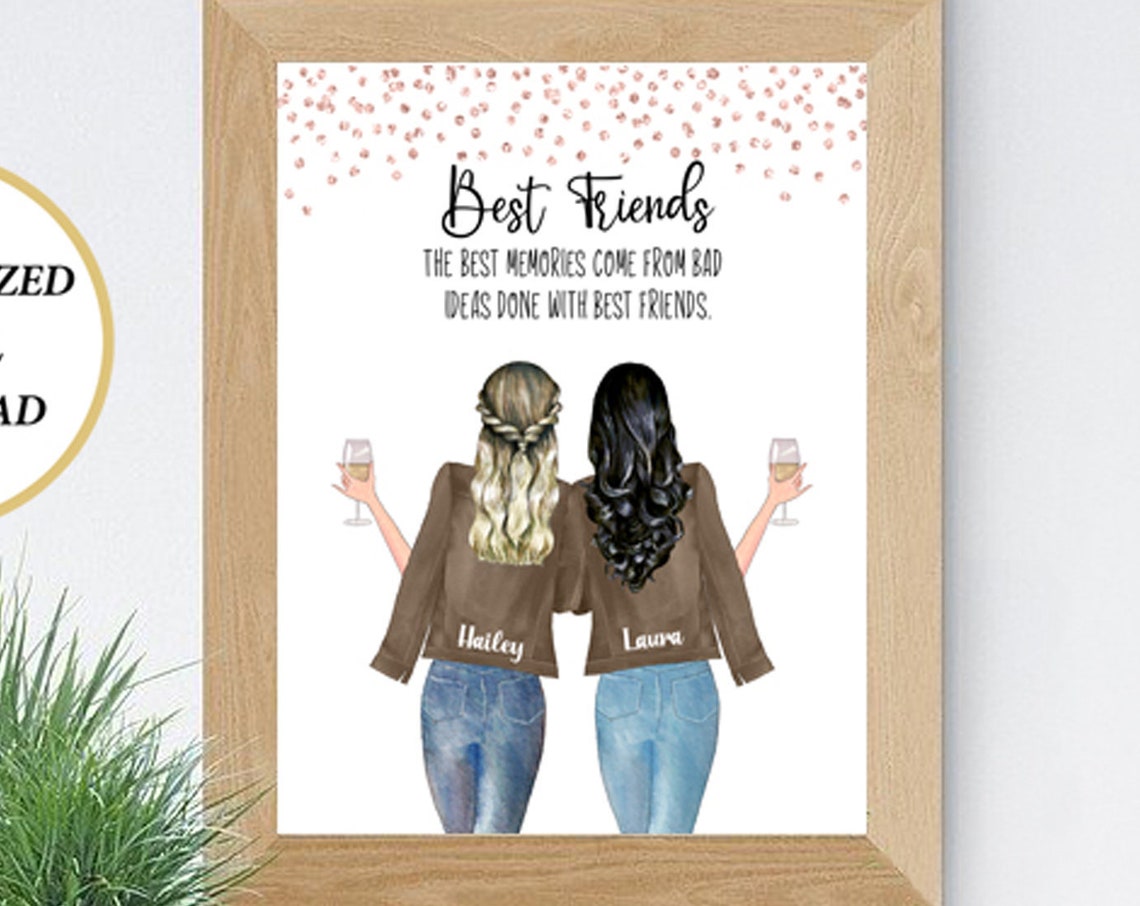 Best Memories Bad Ideas Best Friends Wine Toast Quote Poster