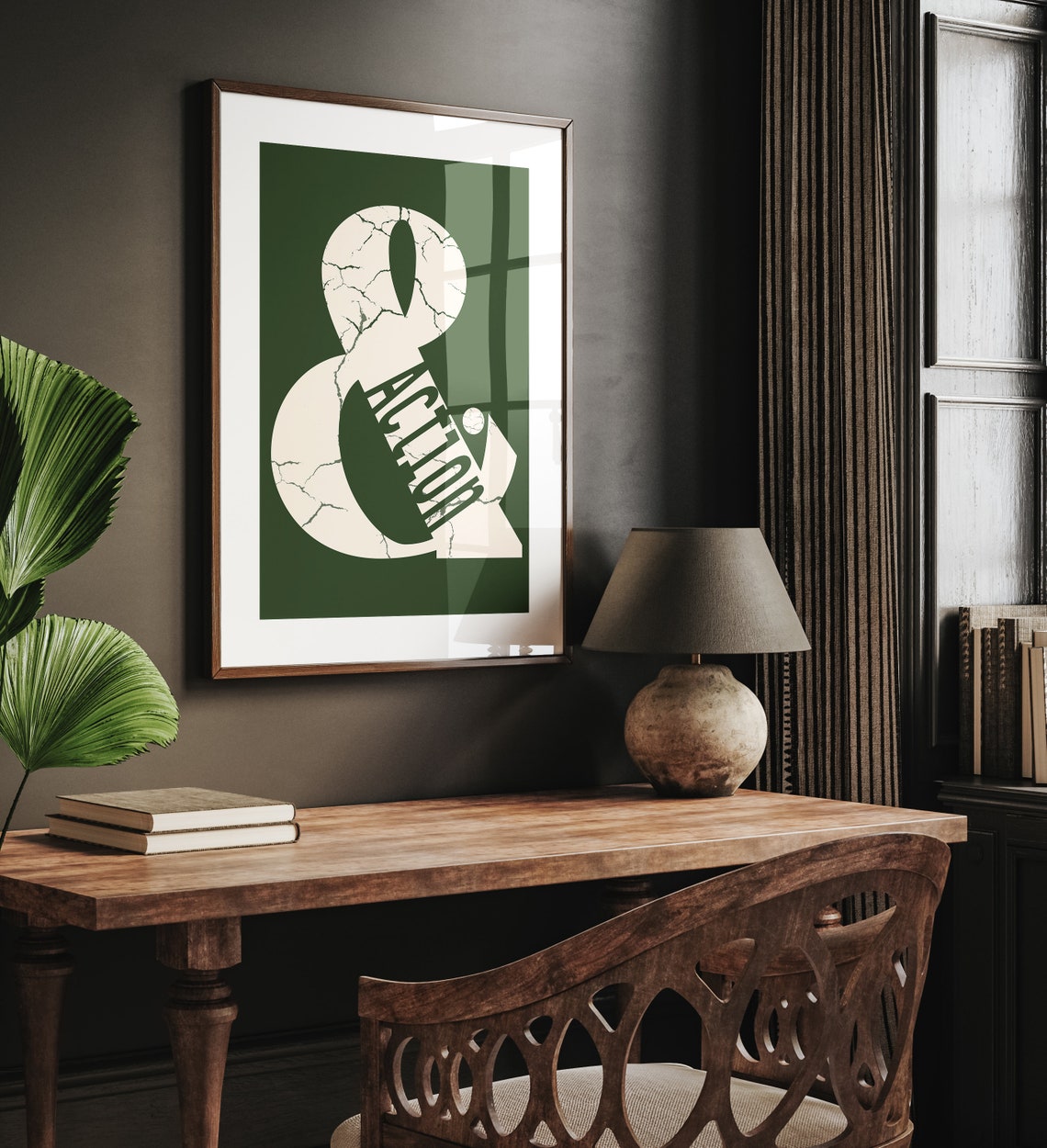 Action Ampersand Typography Green Cream Modern Wall Decor Poster - Image 2