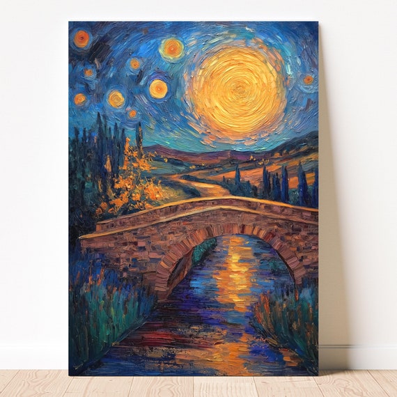 Van Gogh Style Wall Art Vibrant Impressionism Wall Print Starry Night Unframed Wall Art Ready To Hang Living Room Decor