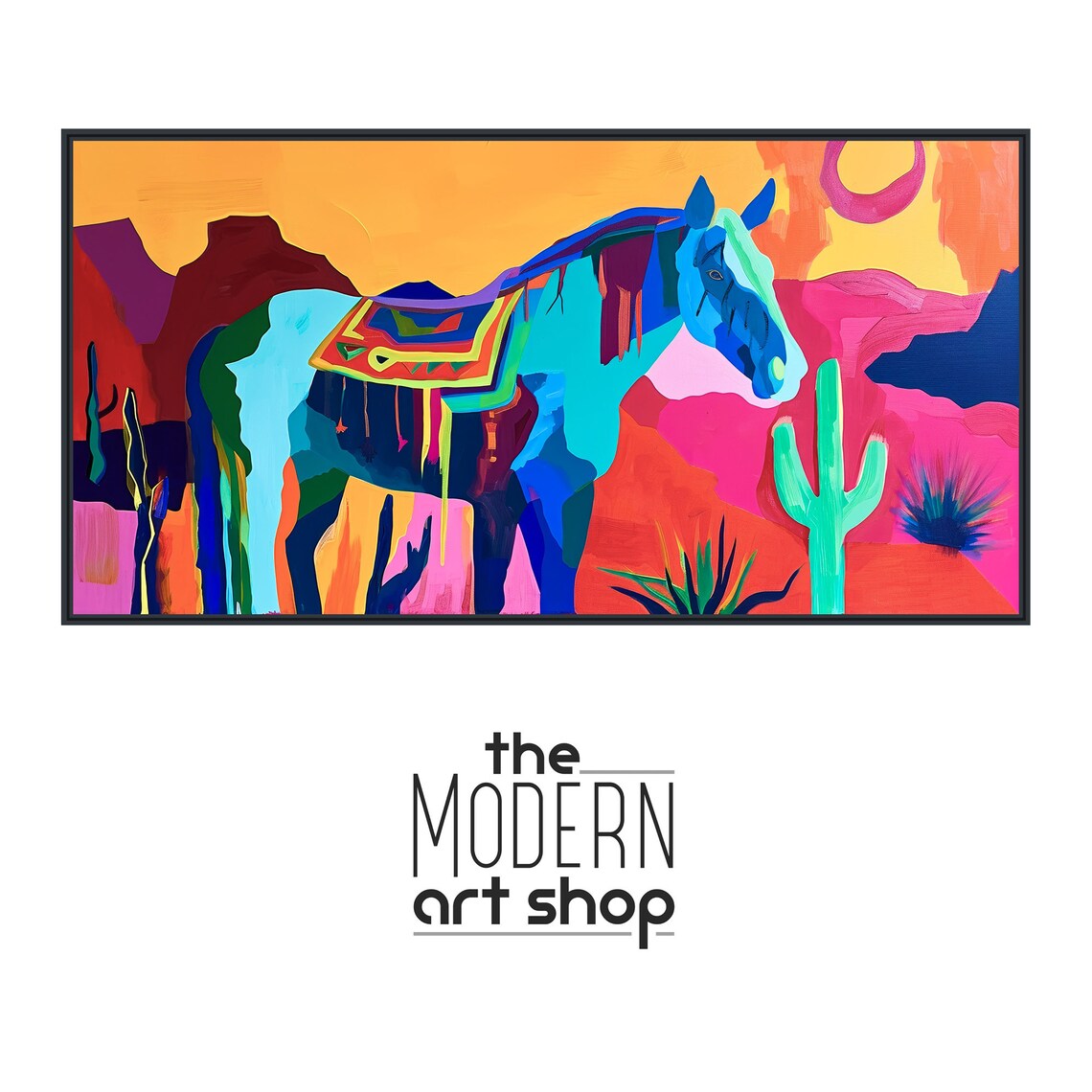 Southwestern Horse, Western Desert Landscape Art Print - Image 4