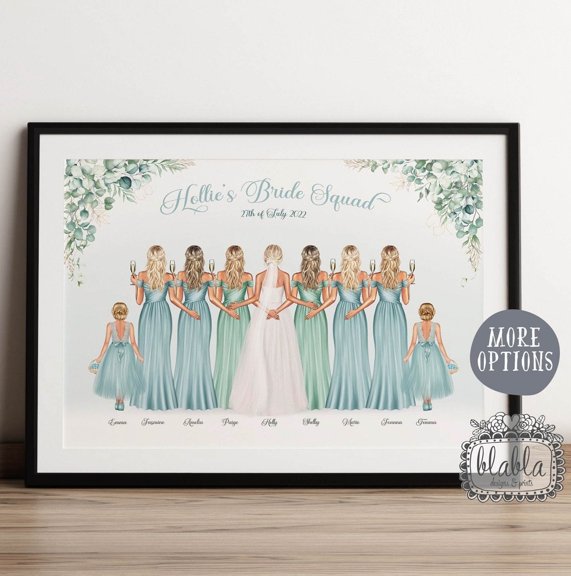 Hollie's Bride Squad Sage Bridesmaids Eucalyptus Wedding Poster