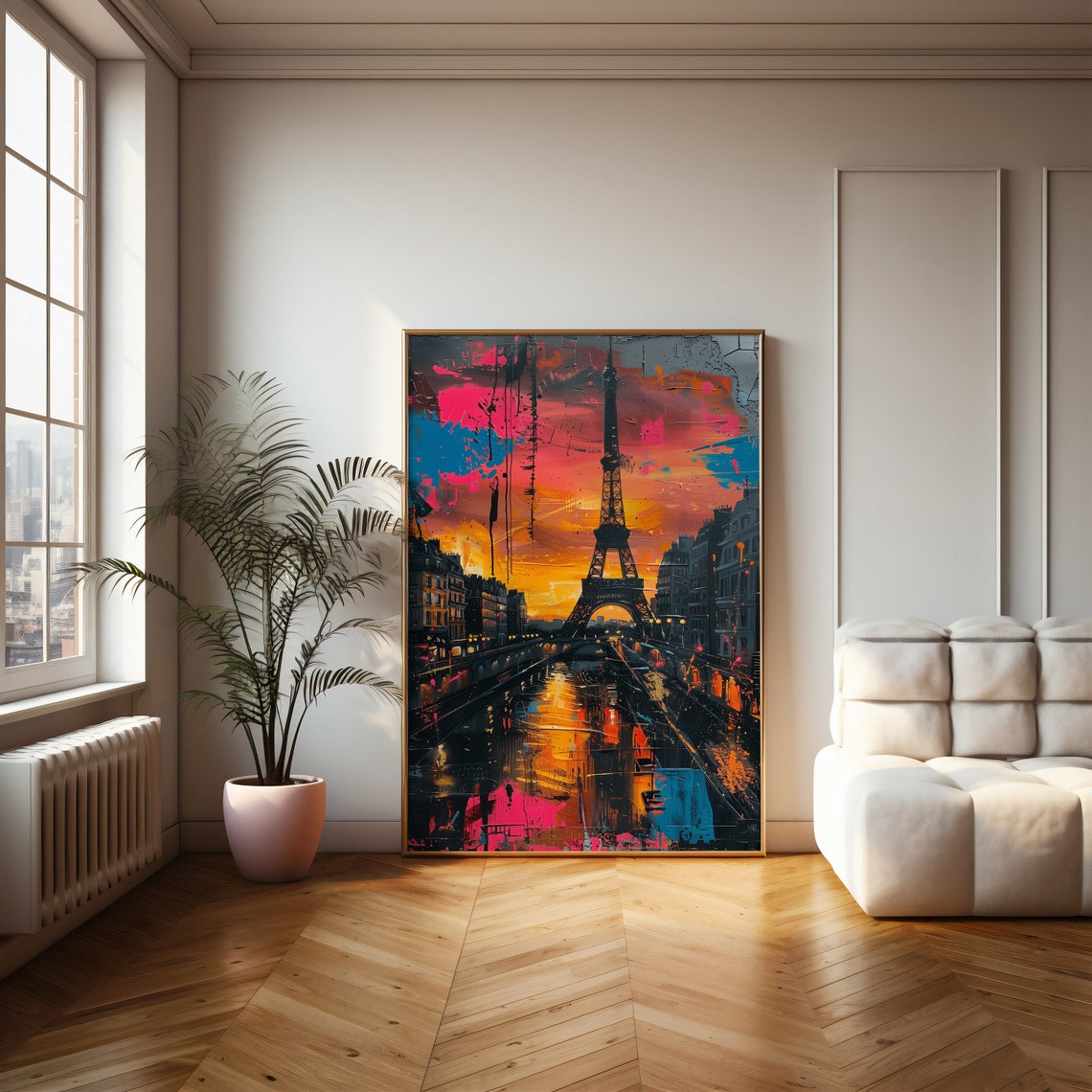Eiffel Tower Paris Sunset Colorful Graffiti Street Art Poster - Image 2