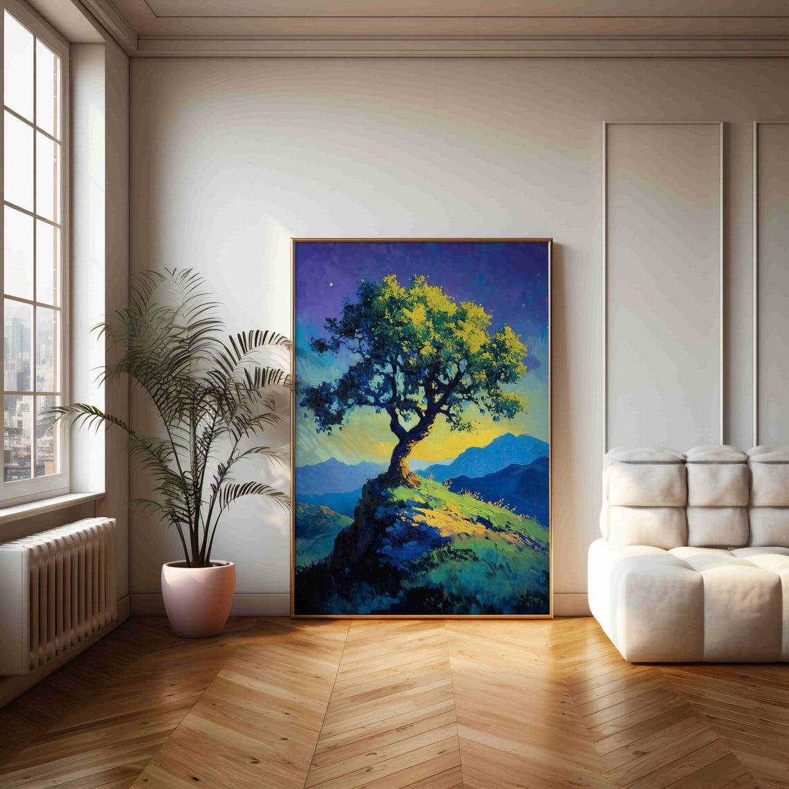 Majestic Tree In Mountains Poster Impressionist Landscape Art Print - Image 2