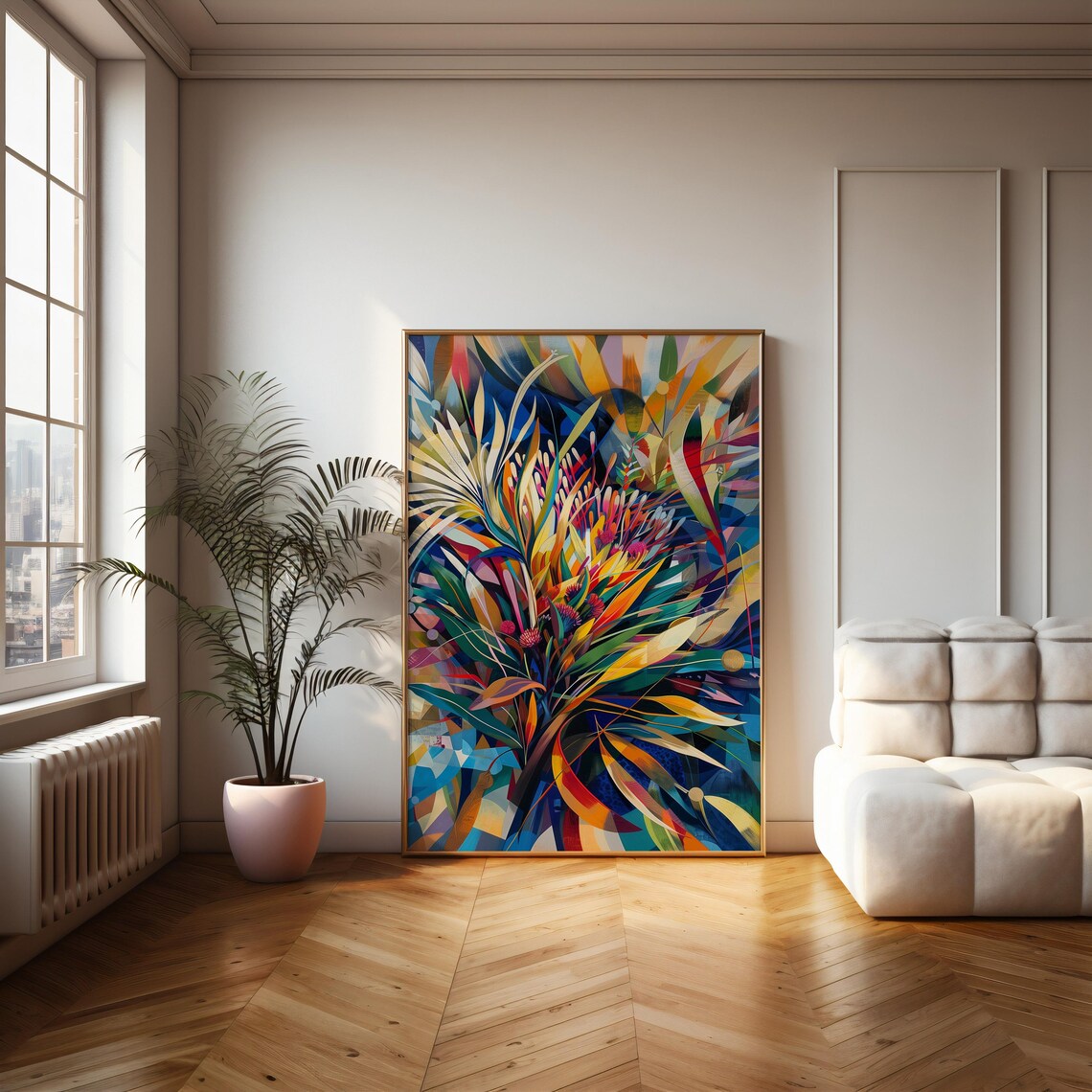 Abstract Tropical Leaves Cubist Geometric Botanical Color Art Print - Image 2