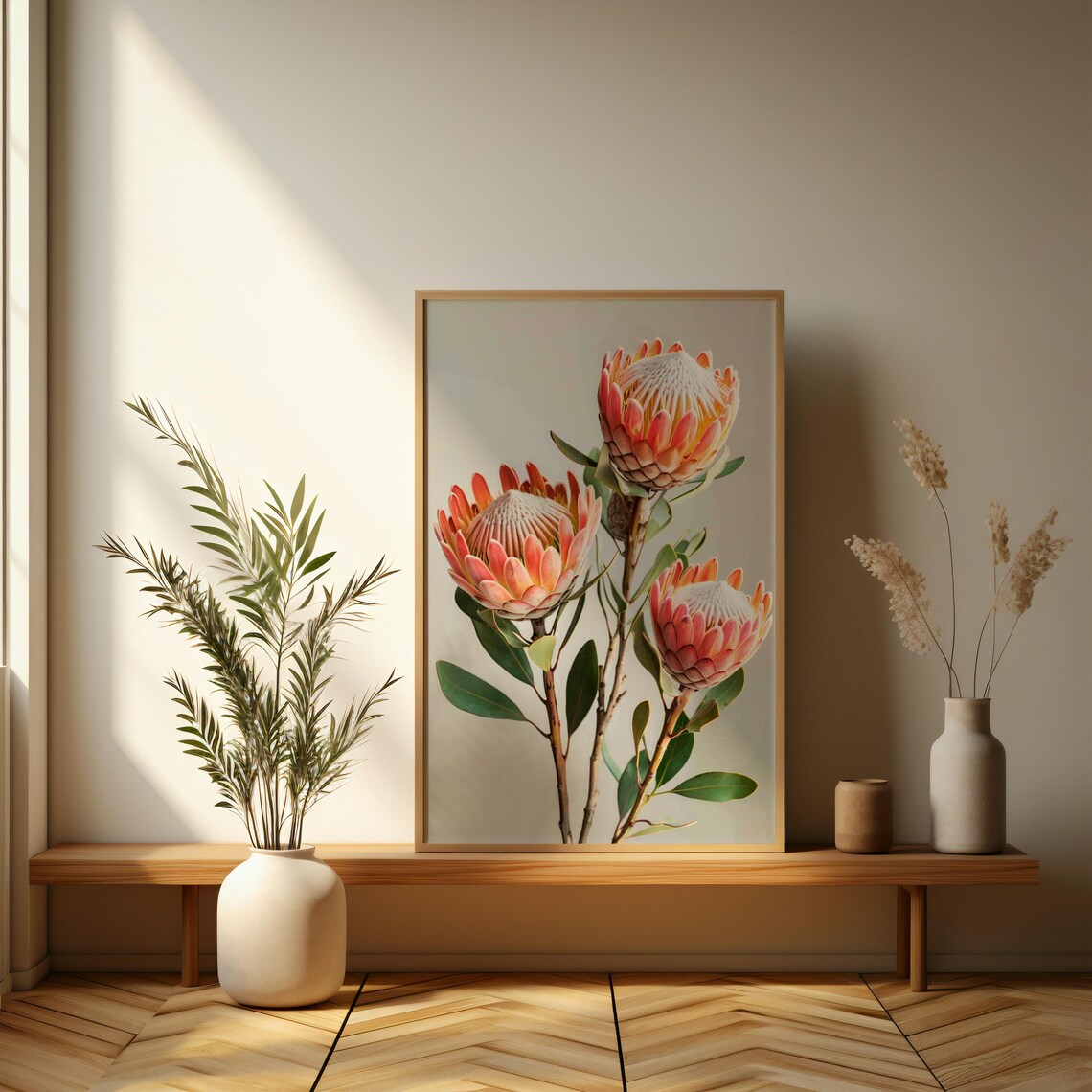 King Protea Blossom Botanical Photography Style Floral Wall Poster - Image 3
