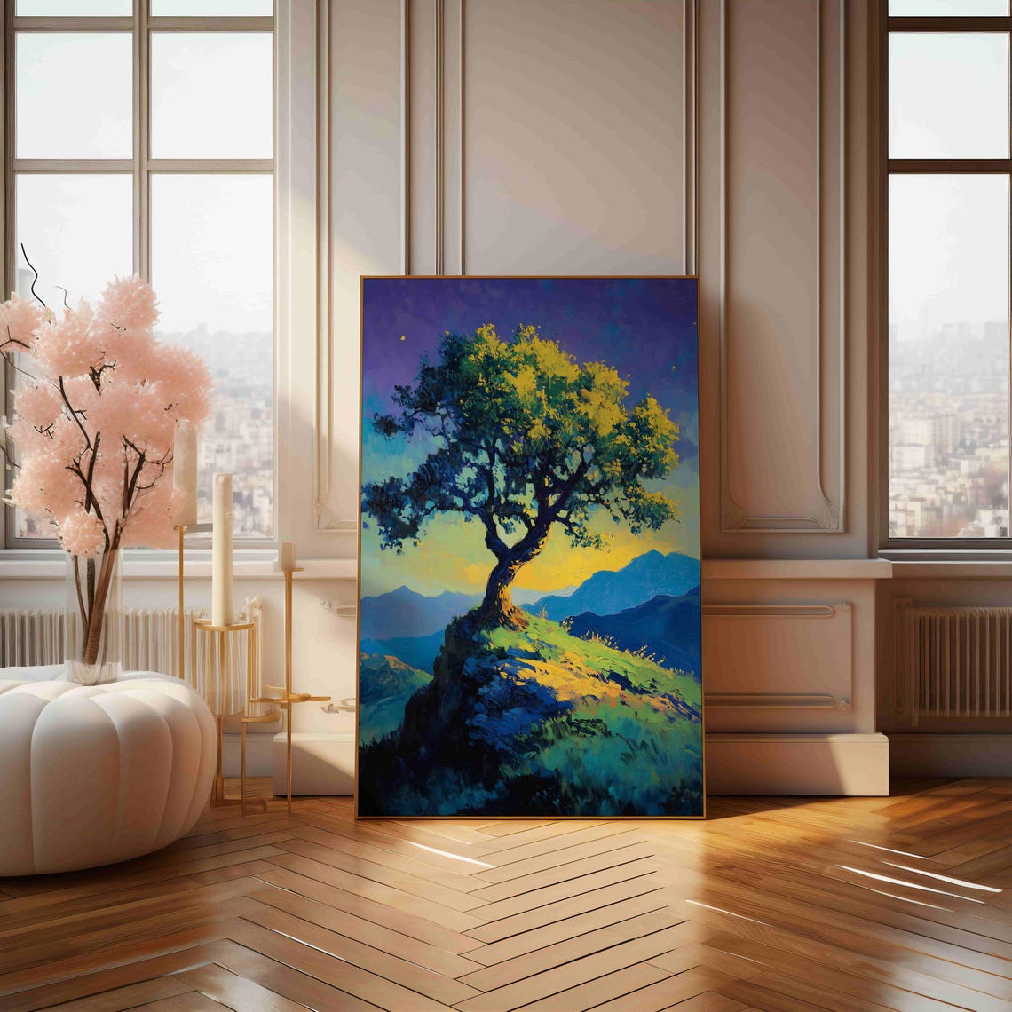 Majestic Tree In Mountains Poster Impressionist Landscape Art Print - Image 4