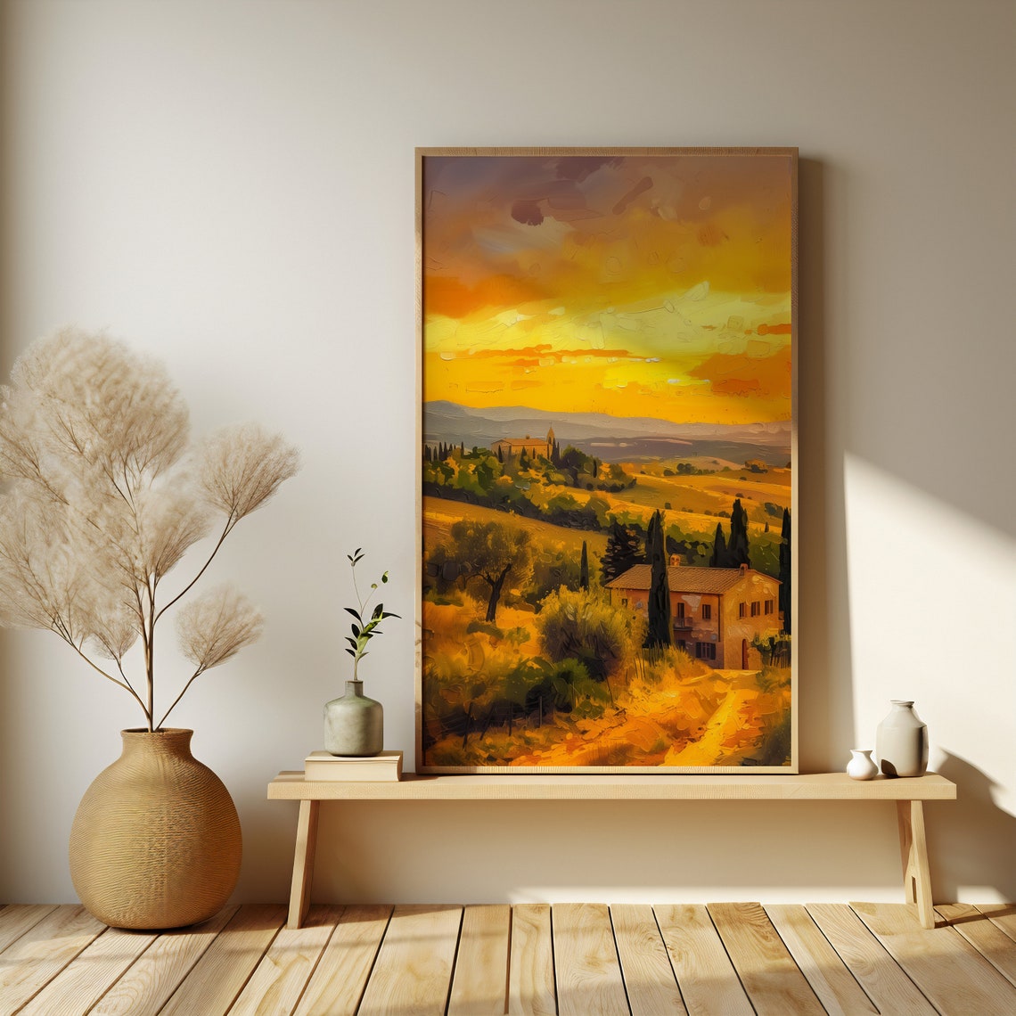 Golden Hour Over Tuscan Rolling Hills With Cypress Trees Poster - Image 3