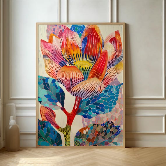 Vibrant Floral Plant Poster, Contemporary Decor