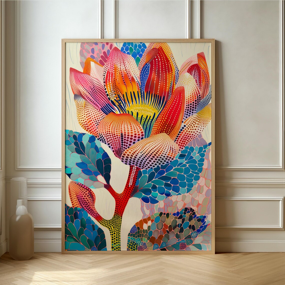 Vibrant Floral Plant Poster, Contemporary Decor