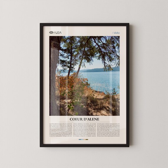 Coeur d'Alene Idaho Lake View Through Pine Trees Photo Travel Poster