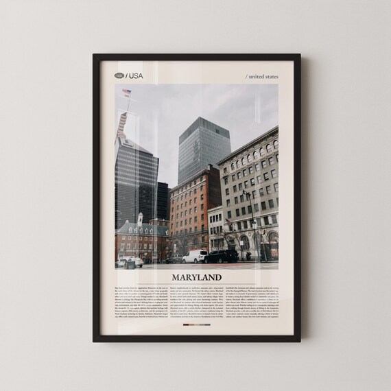 Maryland Downtown Cityscape Street Travel Photography Poster