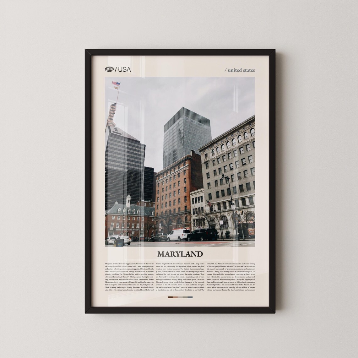 Maryland Downtown Cityscape Street Travel Photography Poster